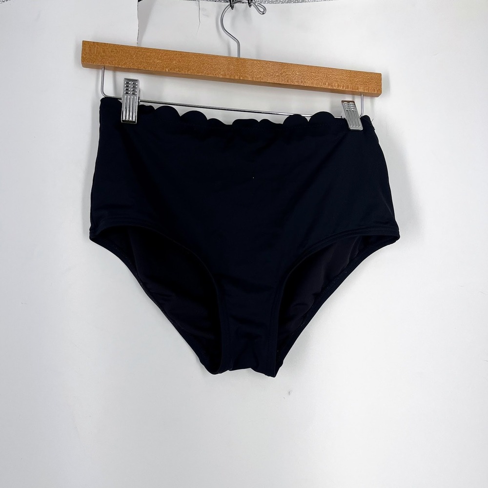 Kate Spade New York‎ Womens Black Scalloped High Waist Swim Bottom Size S